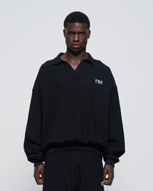 RUE Ribbed Sweat Polo Black