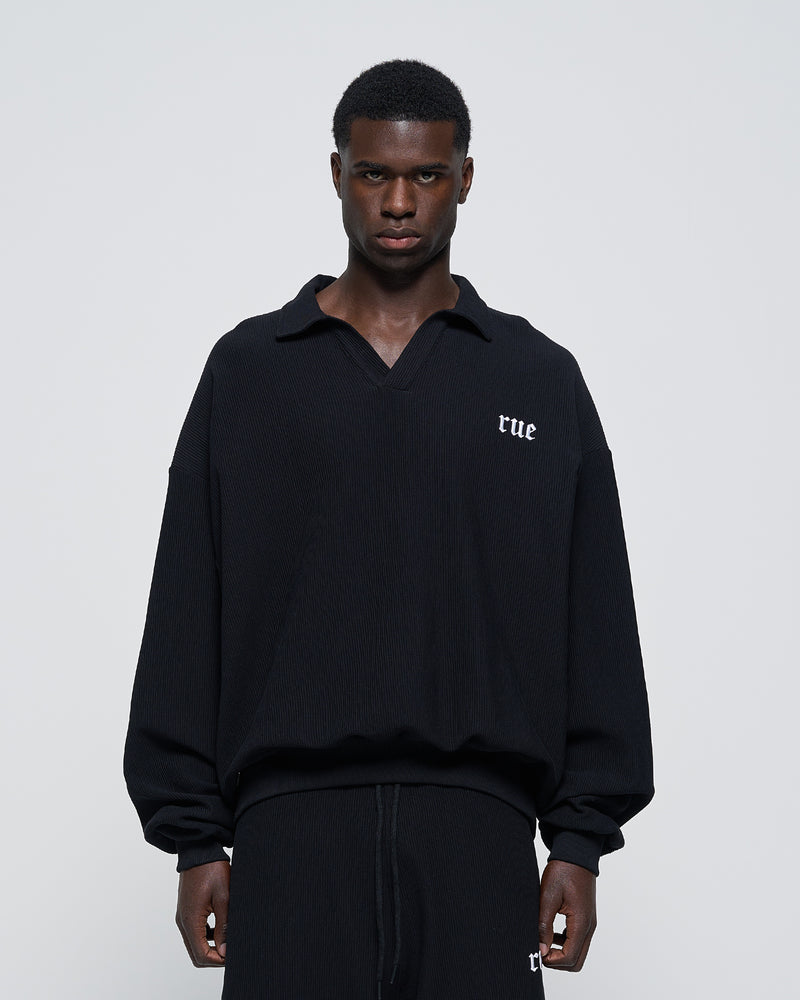 RUE Ribbed Sweat Polo Black