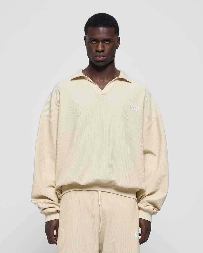 RUE Ribbed Sweat Polo Beige
