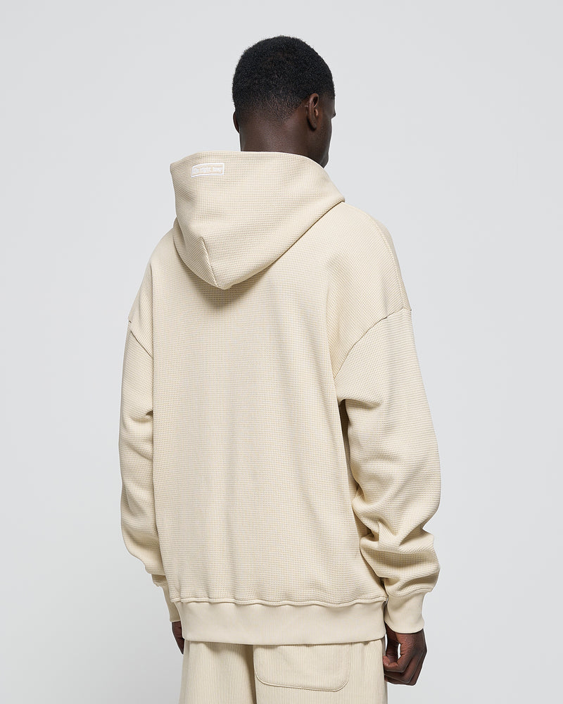 Heavy Rue Waffle Zip Hoodie Beige