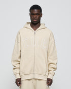 Heavy Rue Waffle Zip Hoodie Beige