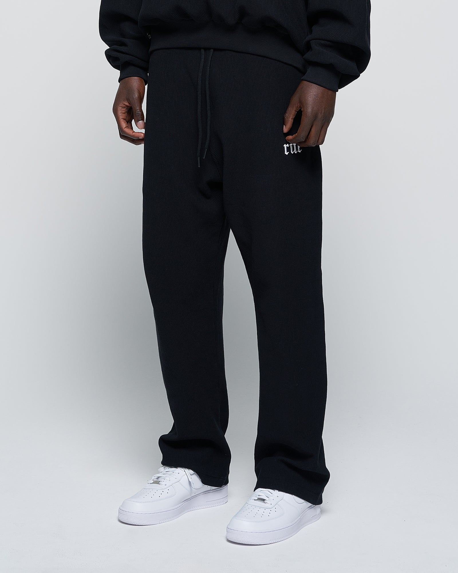 RUE Ribbed Sweat Pants Black