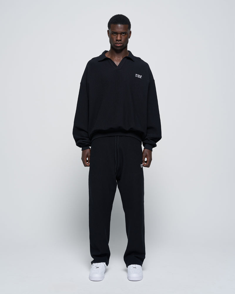 RUE Ribbed Sweat Polo Black