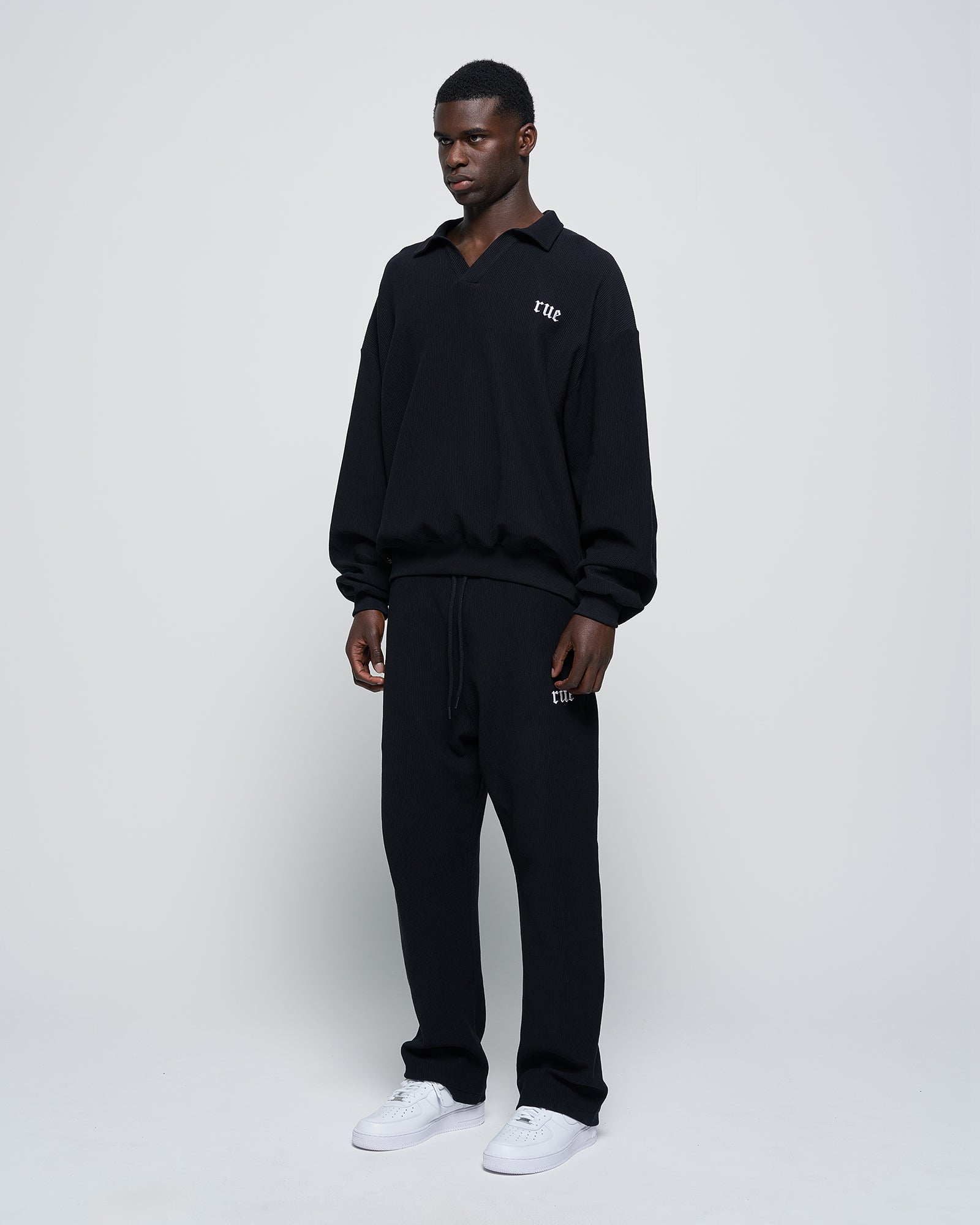 RUE Ribbed Sweat Pants Black
