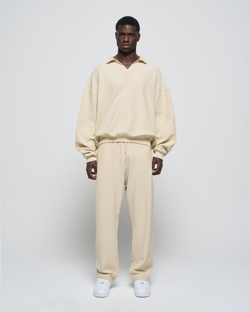 RUE Ribbed Sweat Polo Beige