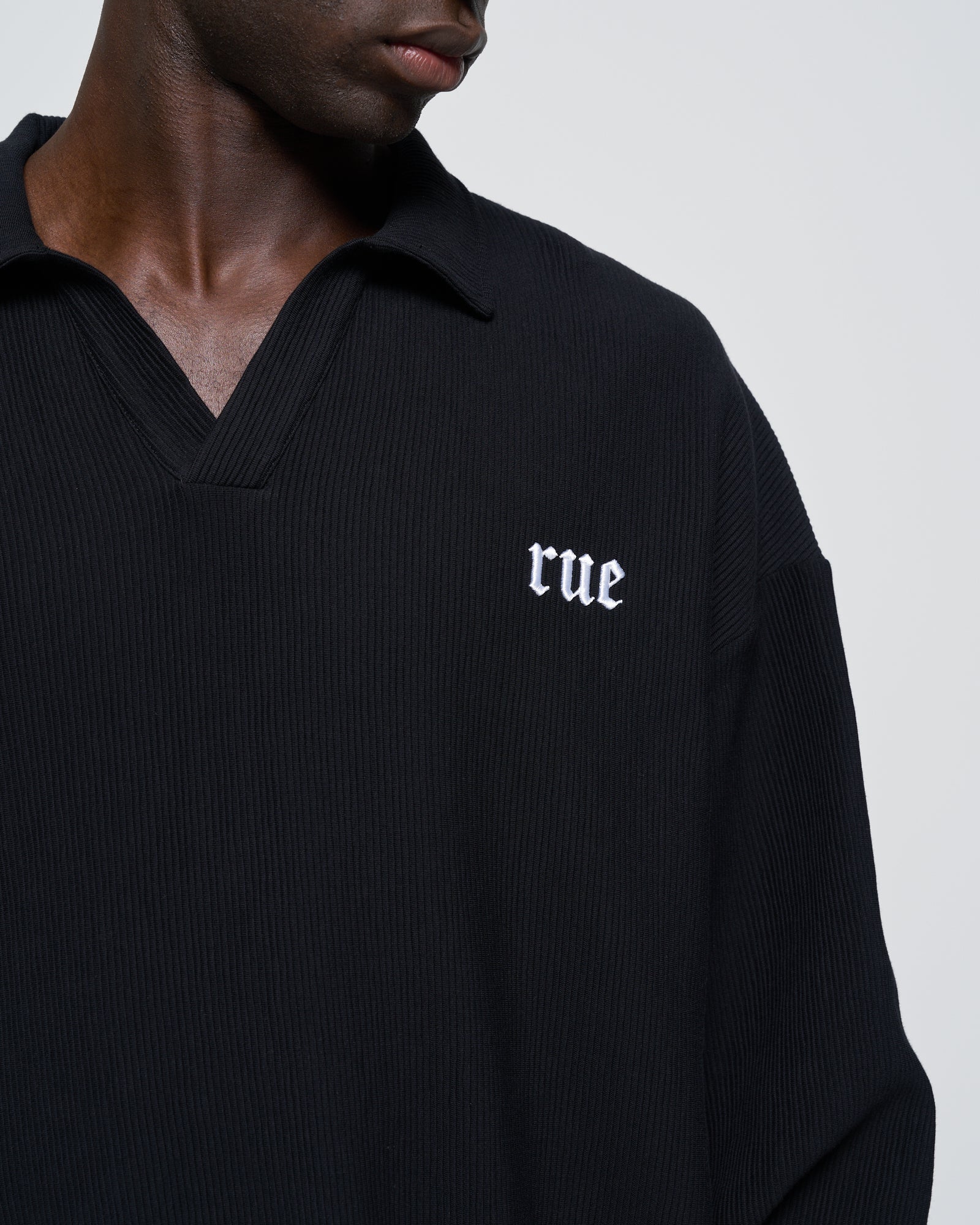 RUE Ribbed Sweat Polo Black