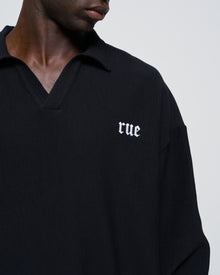 RUE Ribbed Sweat Polo Black