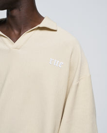 RUE Ribbed Sweat Polo Beige
