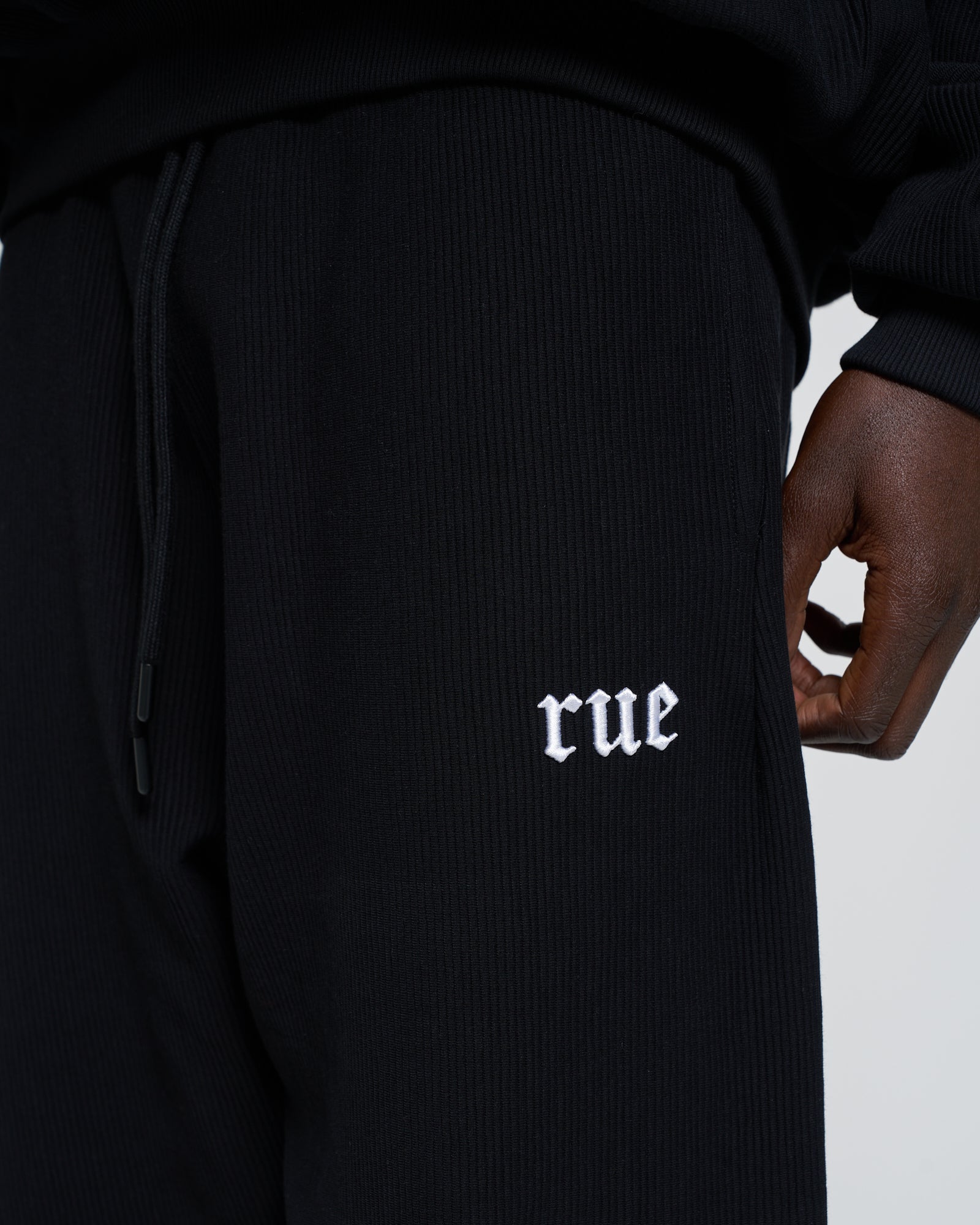 RUE Ribbed Sweat Pants Black