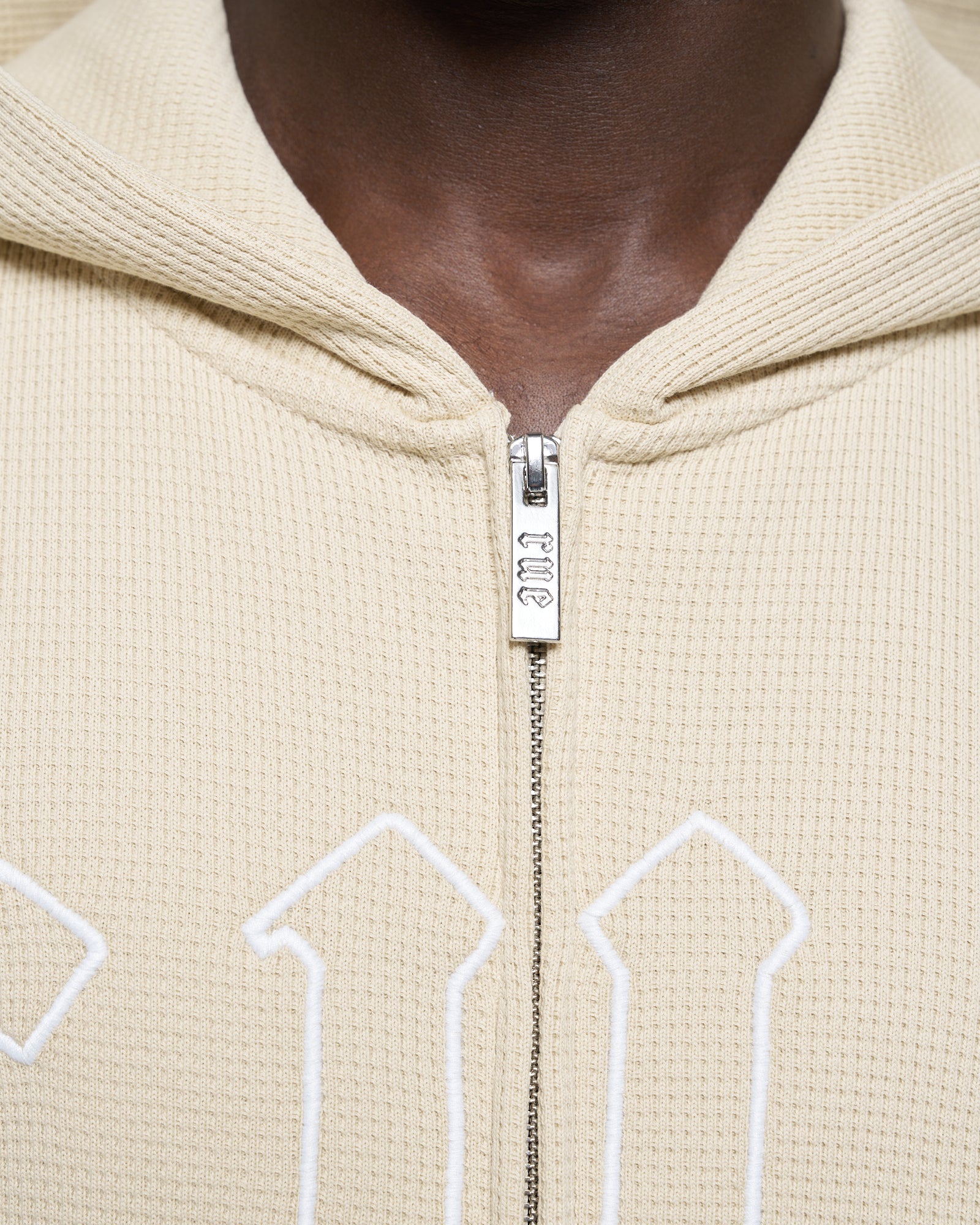 Heavy Rue Waffle Zip Hoodie Beige