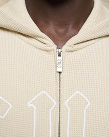 Heavy Rue Waffle Zip Hoodie Beige