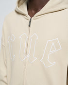 Heavy Rue Waffle Zip Hoodie Beige